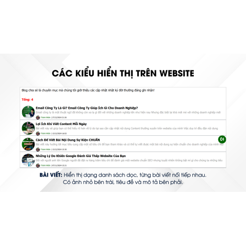 Các kiểu hiển thị trên website