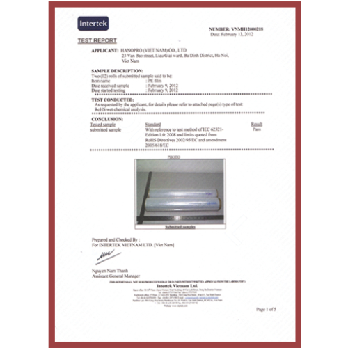 Chứng chỉ về tiêu chuẩn ISO 9001 : 2008