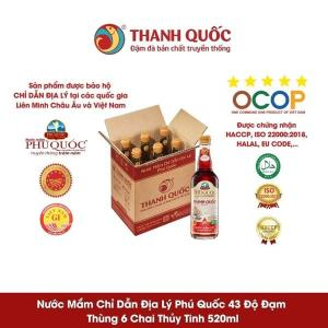 Nước Mắm Chỉ Dẫn Địa Lý Phú Quốc - Thanh Quốc 43N 520ml x 6 chai