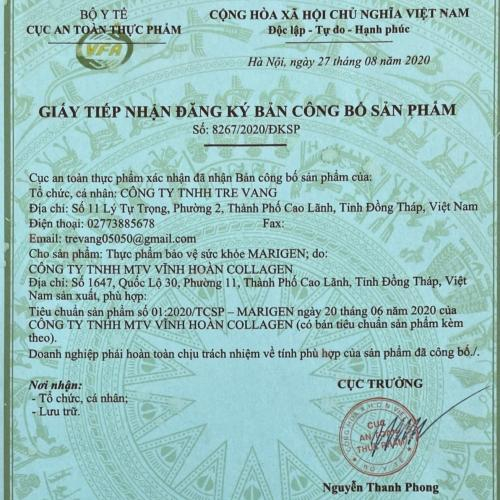 Giấy Công Bố Sản Phẩm Marigen Collagen