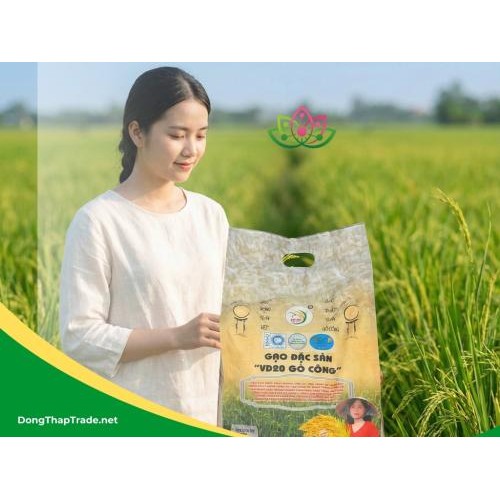 Gạo Đặc Sản VD20 Gò Công HKG 5kg | OCOP 4 Sao, Dẻo Thơm Đậm Vị