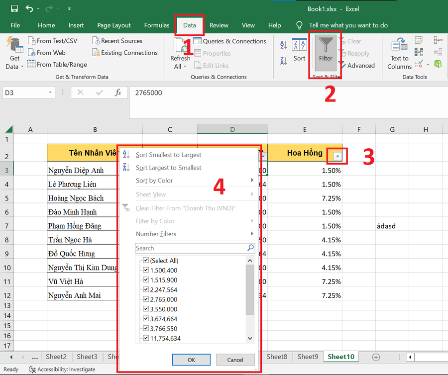 4. Quản lý dữ liệu và định dạng bảng