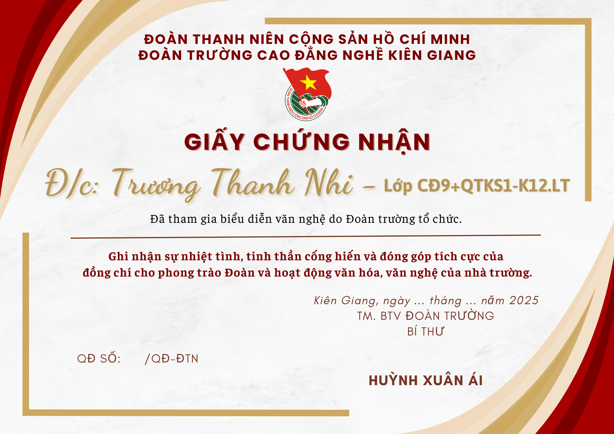Thiết kế giấy khen tại trường