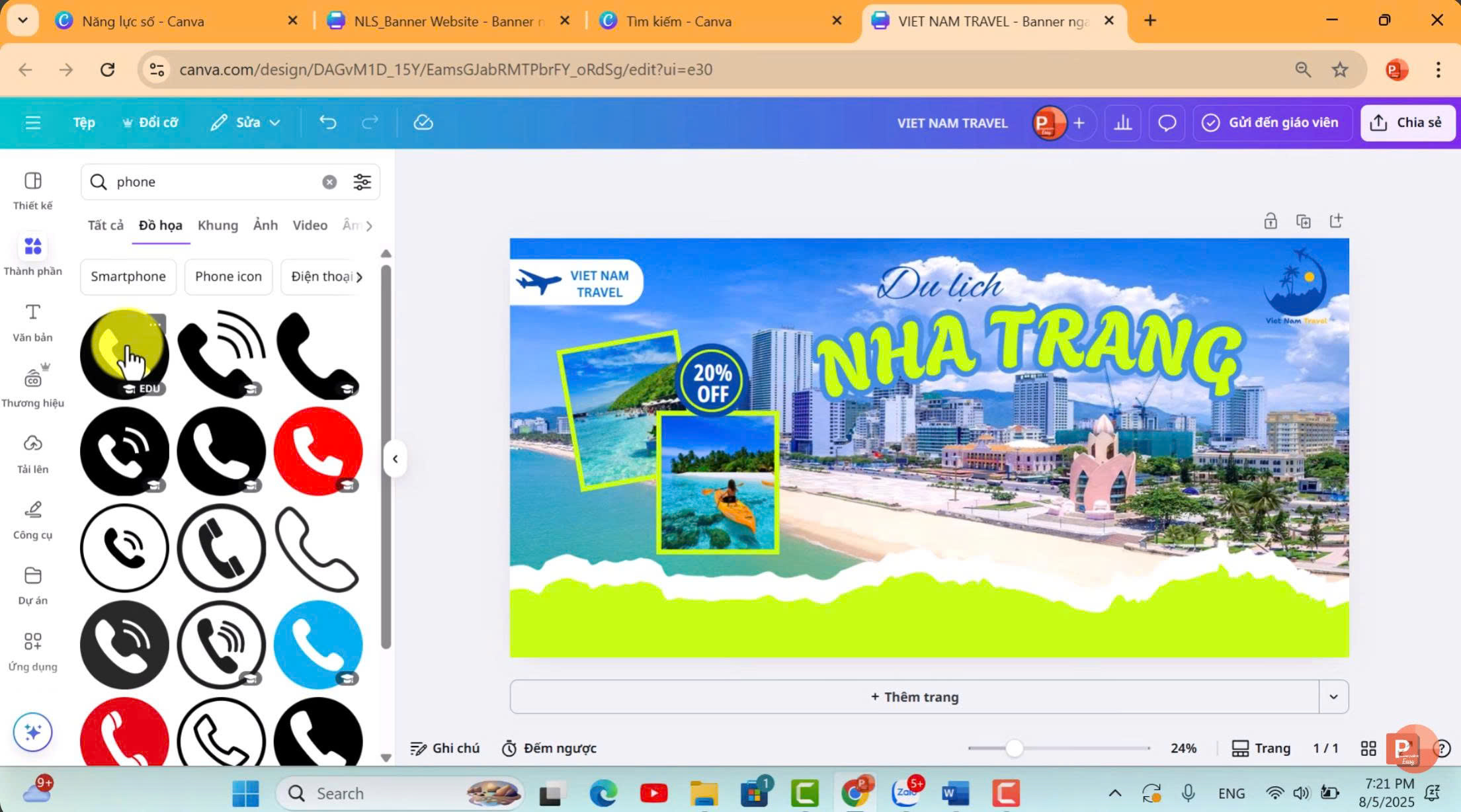 Thêm biểu tượng liên hệ (contact)