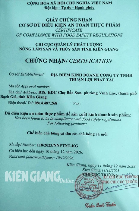 5.3. Chứng nhận an toàn thực phẩm