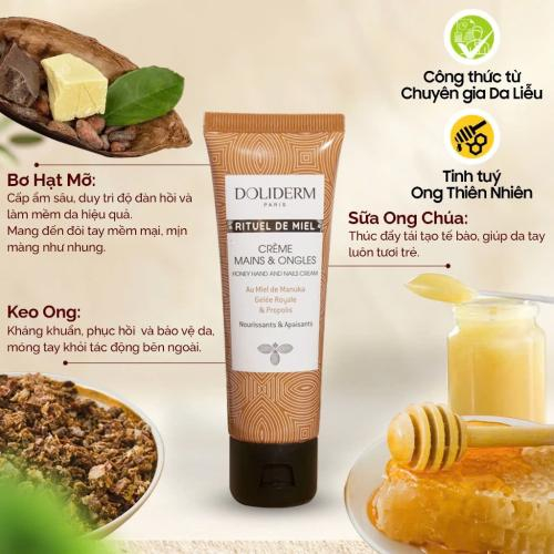 Kem Dưỡng Da Tay Và Móng Sữa Ong Chúa Doliderm Rituel de Miel - Pháp - 50ml