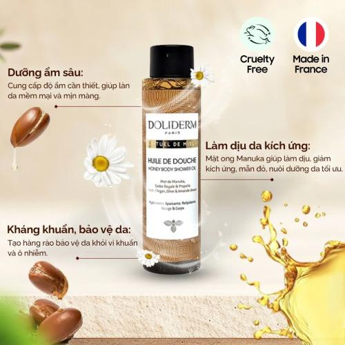 Dầu Tắm Dưỡng Ẩm Sữa Ong Chúa Doliderm Rituel De Miel - Pháp - 100ml