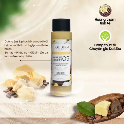 Gel Tắm Gội 2in1 Dưỡng Ẩm Doliderm Pháp - Chai 50ml