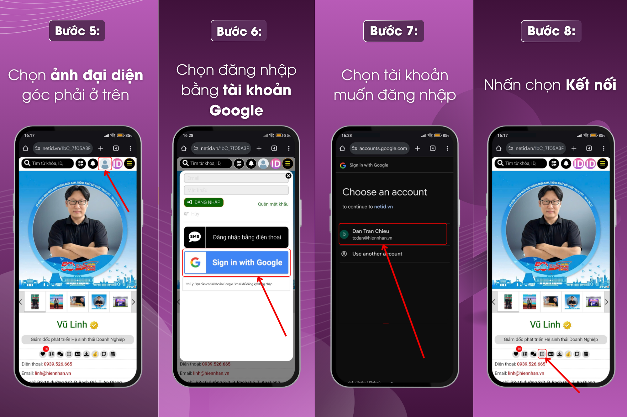Các kết nối với người dùng trên netid